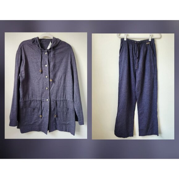 St. John Sport Linen Blend Jacket Pant Set - Picture 1 of 11